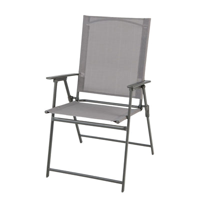 Outdoor Folding Chair Set, High Back, Breathable Fabric