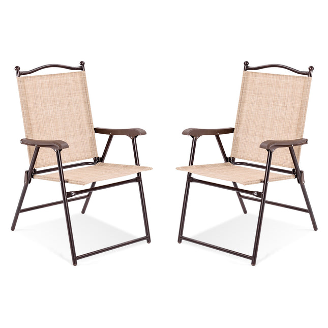 Outdoor Folding Patio Chairs Set of 2 with Armrests