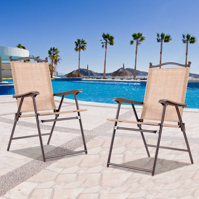 Outdoor Folding Patio Chairs Set of 2 with Armrests