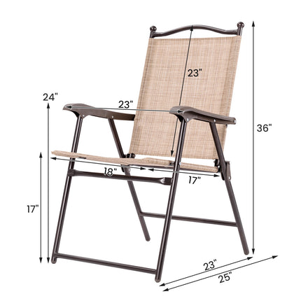 Outdoor Folding Patio Chairs Set of 2 with Armrests