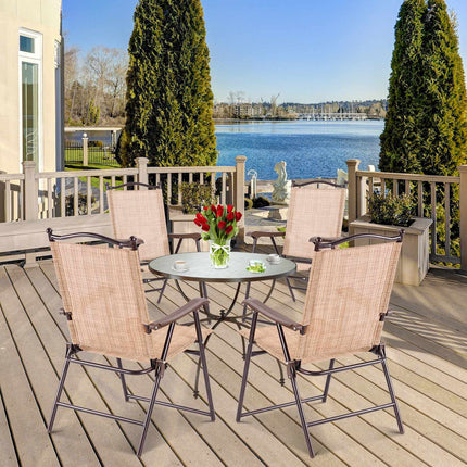 Outdoor Folding Patio Chairs Set of 2 with Armrests