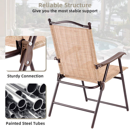 Outdoor Folding Patio Chairs Set of 2 with Armrests