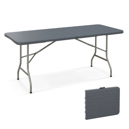 Outdoor Folding Table 180 x 74 cm, HDPE Top, Metal Legs