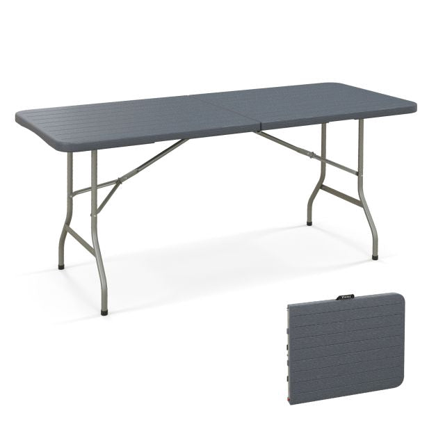 Outdoor Folding Table 180 x 74 cm, HDPE Top, Metal Legs