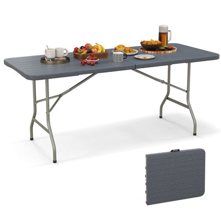 Outdoor Folding Table 180 x 74 cm, HDPE Top, Metal Legs
