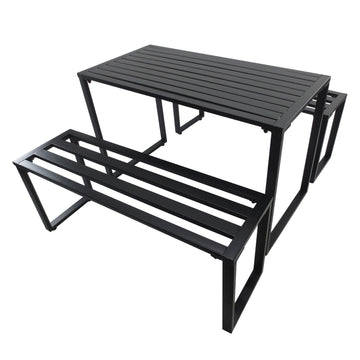 Metal outdoor seating set, 3-piece set, black finish