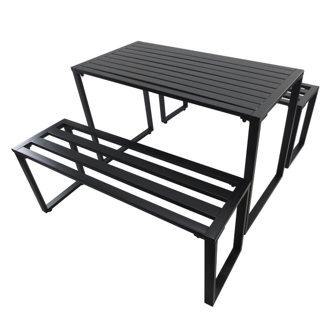 Metal outdoor seating set, 3-piece set, black finish