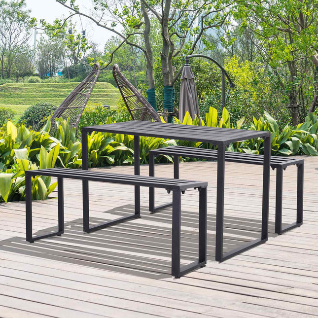 Metal outdoor seating set, 3-piece set, black finish