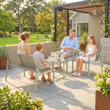 Outdoor Furniture Set for 4, Metal, Green, Includes Table