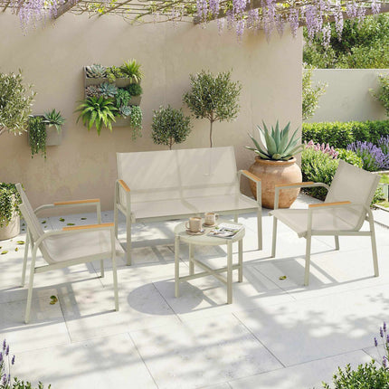 Outdoor Furniture Set for 4, Metal, Green, Includes Table