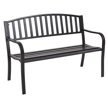 Outdoor Garden Bench, 50 Inch Steel Frame, Black