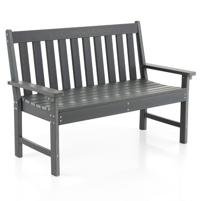 Outdoor Garden Bench, HDPE, 132 cm, Weatherproof, Gray