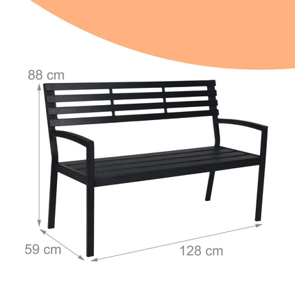 Outdoor Garden Bench, WPC & Metal, Weather-Resistant