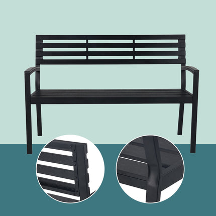 Outdoor Garden Bench, WPC & Metal, Weather-Resistant