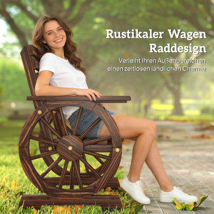 Outdoor Garden Chair, Wagon Wheel Design, Pine & Fir Wood