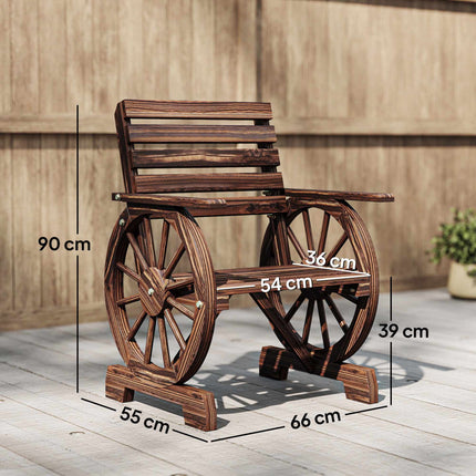 Outdoor Garden Chair, Wagon Wheel Design, Pine & Fir Wood