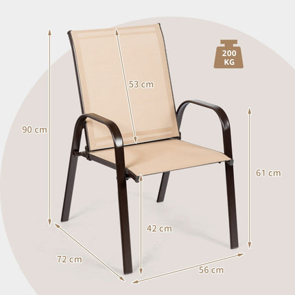 Outdoor Garden Chairs Set of 2, Beige, Metal Frame