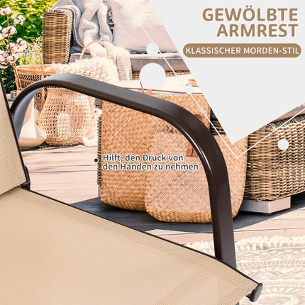 Outdoor Garden Chairs Set of 2, Beige, Metal Frame