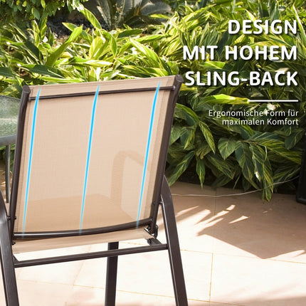 Outdoor Garden Chairs Set of 2, Beige, Metal Frame