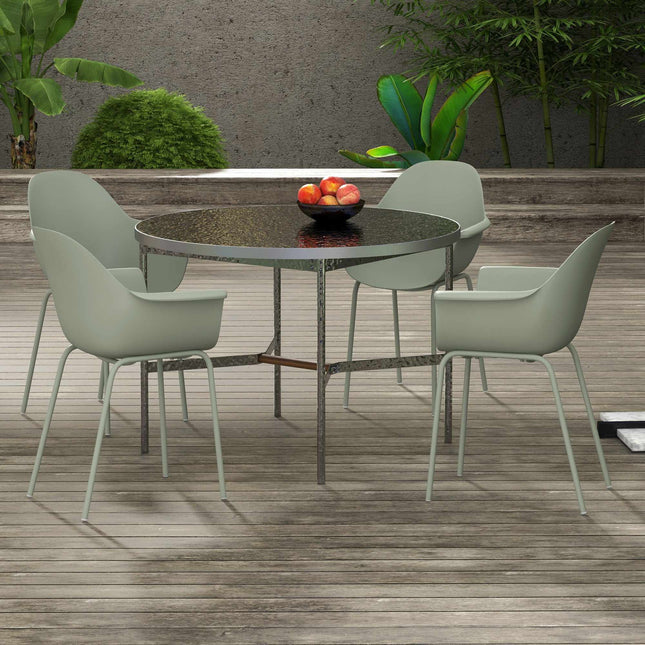 Outdoor Garden Chairs Set of 4, Green, Plastic/Metal, 120kg Capacity