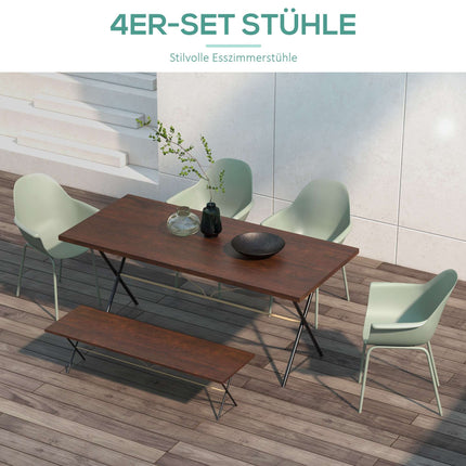Outdoor Garden Chairs Set of 4, Green, Plastic/Metal, 120kg Capacity