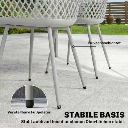 Outdoor Garden Chairs Set of 4, UV-Resistant Plastic, Grey