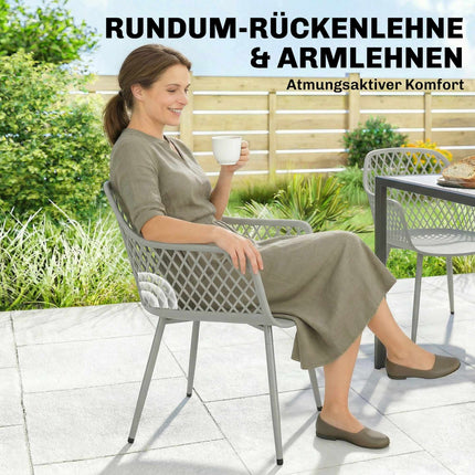 Outdoor Garden Chairs Set of 4, UV-Resistant Plastic, Grey