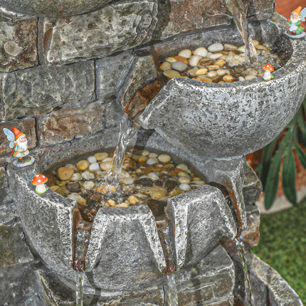 Outdoor Garden Fountain with 5-Tier Waterfall and LEDs