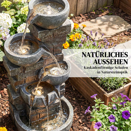 Outdoor Garden Fountain with 5-Tier Waterfall and LEDs