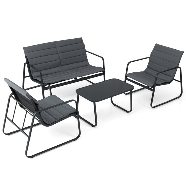 Outdoor Garden Furniture Set with Cushions – 4 Pieces