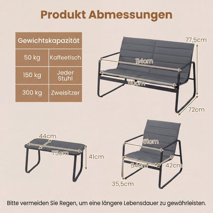 Outdoor Garden Furniture Set with Cushions – 4 Pieces