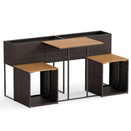 Outdoor Garden Furniture Set with Raised Planter & Chairs