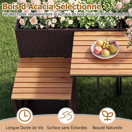 Outdoor Garden Furniture Set with Raised Planter & Chairs