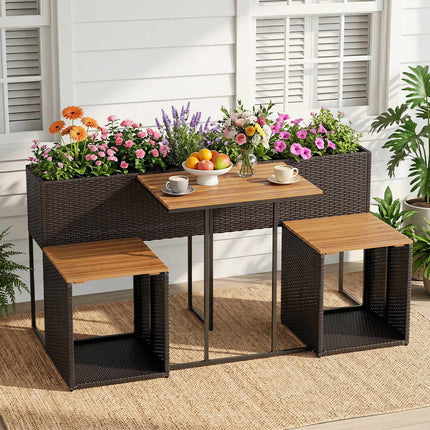 Outdoor Garden Furniture Set with Raised Planter & Chairs