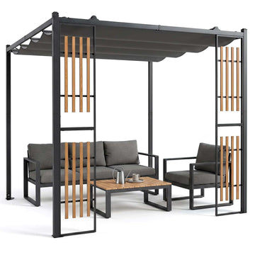 Outdoor Garden Pergola with Screens, Grey, 232x232 cm