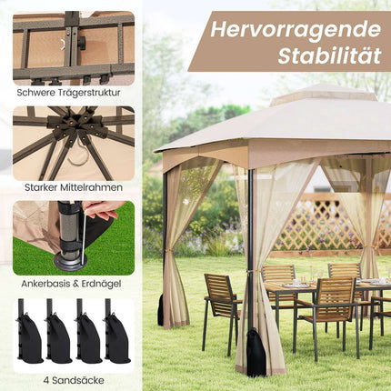 Outdoor Gazebo 3.6 x 3 m with Mosquito Net & Sandbags