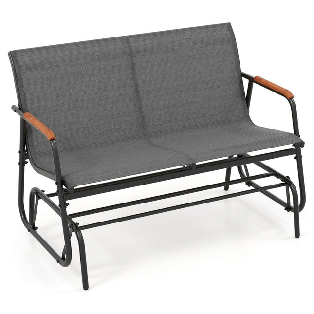 Outdoor Glider Bench for 2 with Breathable Fabric Seat
