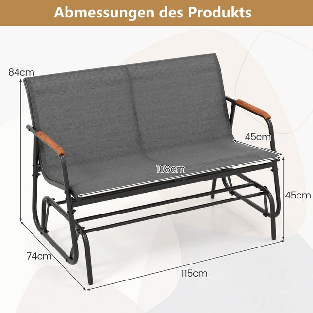Outdoor Glider Bench for 2 with Breathable Fabric Seat