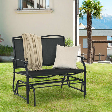 Outdoor Glider Rocking Loveseat, 2-Seat Steel Frame