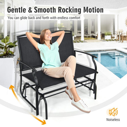 Outdoor Glider Rocking Loveseat, 2-Seat Steel Frame