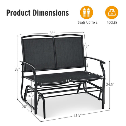 Outdoor Glider Rocking Loveseat, 2-Seat Steel Frame