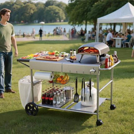 Outdoor Grill Cart, 36.4 x 23.4 in, Wheels, Spice Boxes