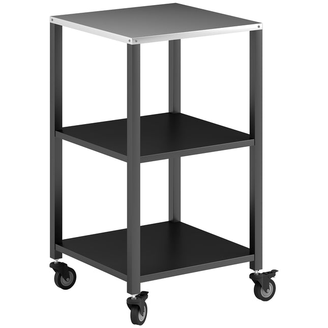 Outdoor Grill Cart, 3-Tier Stainless Steel, Mobile 50x50x90 cm