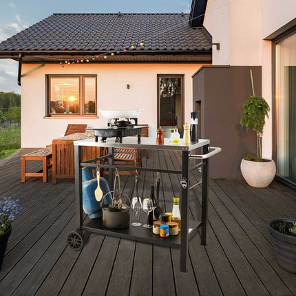 Outdoor Grill Cart, Stainless Steel Top, Double Shelf