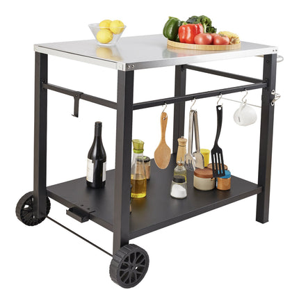 Outdoor Grill Cart, Stainless Steel Top, Double Shelf