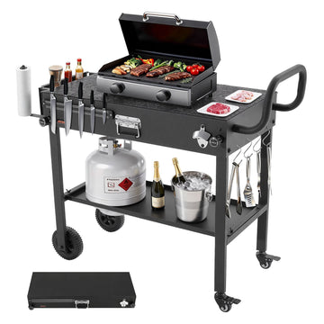 Outdoor Grill Cart Table, Foldable, Wheels, 31 x 17 In