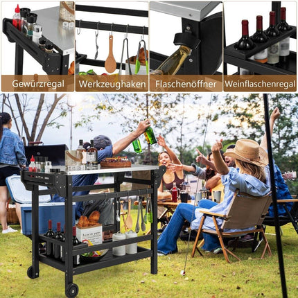 Outdoor Grill Cart with HDPE, Spice Tray & Wheels