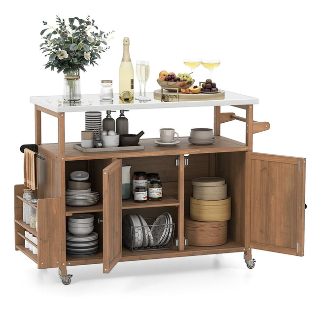 Outdoor Grill Cart with Stainless Steel Worktop, 130 cm
