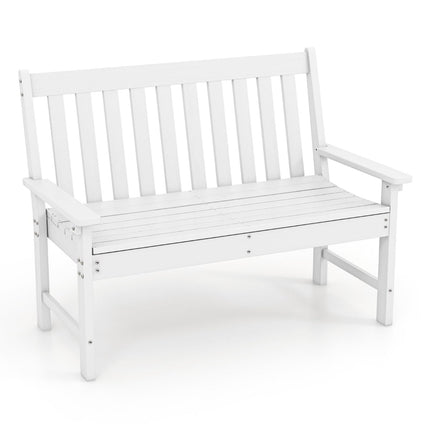 Outdoor HDPE Garden Bench, Weatherproof, Seats 2-3, White