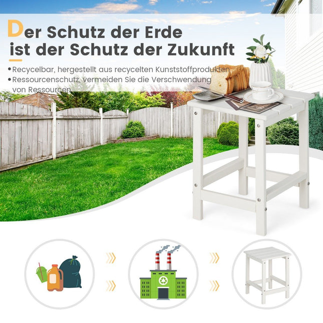Outdoor HDPE Side Table, Weatherproof, 36x36x47 cm, White